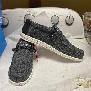 Hey Dude Men's Black and White Loafers